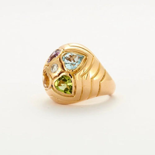 Bague 51 Bulgari - Bague en or jaune 18 ct, diamant et pierres fines 58 Facettes