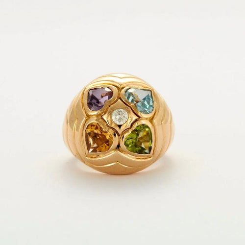 Bague 51 Bulgari - Bague en or jaune 18 ct, diamant et pierres fines 58 Facettes