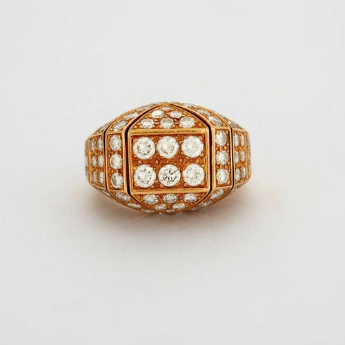 Bague 54 Cartier - Bague dôme en or jaune 18 carats et diamants 58 Facettes