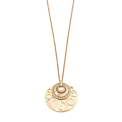 Collier Bulgari Intarsio - Sautoir en or rose 18 carats, nacre et diamants 58 Facettes