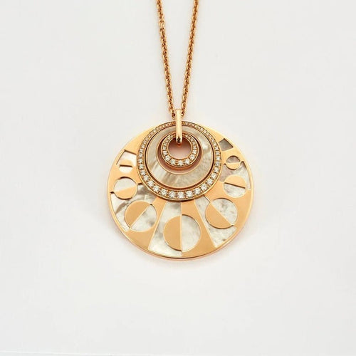 Collier Bulgari Intarsio - Sautoir en or rose 18 carats, nacre et diamants 58 Facettes