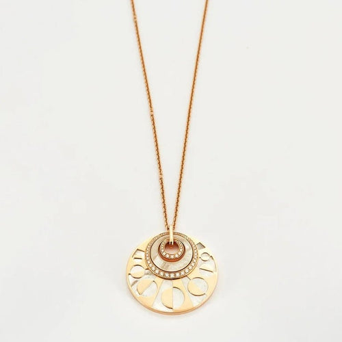 Collier Bulgari Intarsio - Sautoir en or rose 18 carats, nacre et diamants 58 Facettes