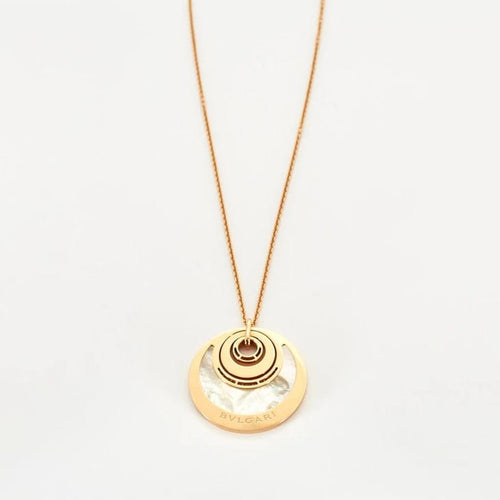 Collier Bulgari Intarsio - Sautoir en or rose 18 carats, nacre et diamants 58 Facettes