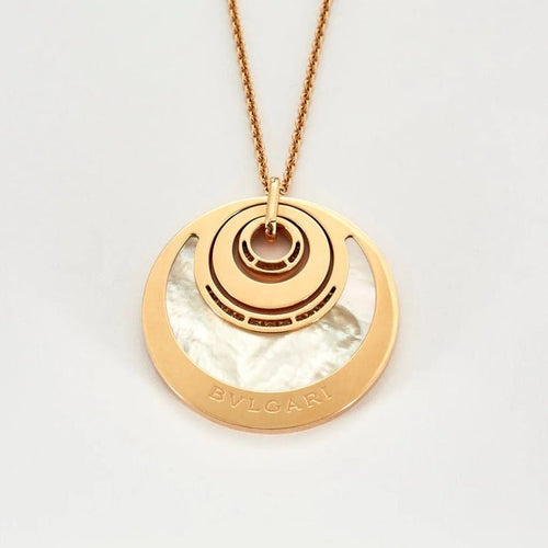 Collier Bulgari Intarsio - Sautoir en or rose 18 carats, nacre et diamants 58 Facettes