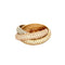 Bague 49 Cartier Trinity - Bague pavée de diamants en or blanc, jaune et rose 58 Facettes