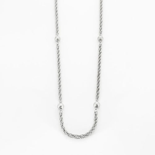 Collier Sautoir à billes en or gris et or blanc 18 carats 58 Facettes
