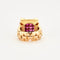 Bague 49 Lacloche - Bague en or jaune 18 carats rubis synthétiques et diamants 58 Facettes