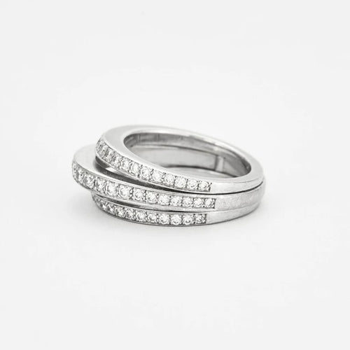 Bague 52 Cartier - Bague Trois Ponts en or blanc 18 carats et diamants 58 Facettes