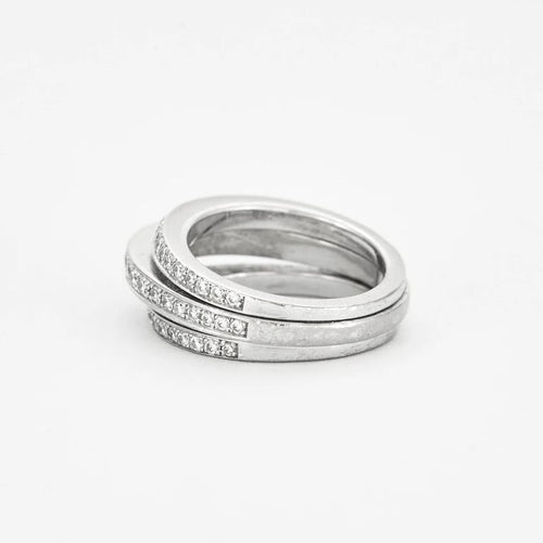 Bague 52 Cartier - Bague Trois Ponts en or blanc 18 carats et diamants 58 Facettes