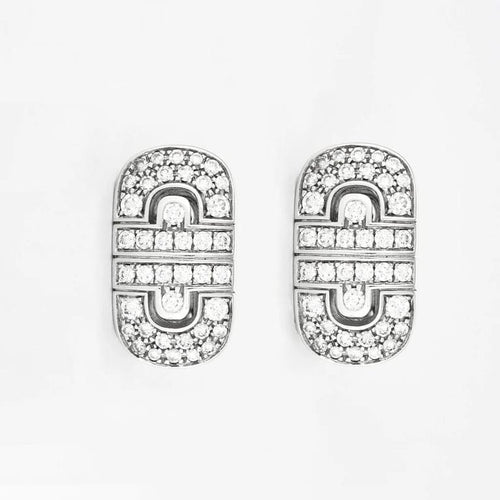 Boucles d'oreilles Bulgari Parentesi - Boucles d’oreilles en or blanc 18 carats et diamants 58 Facettes
