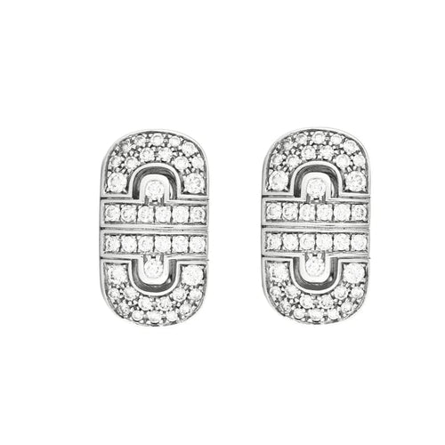 Boucles d'oreilles Bulgari Parentesi - Boucles d’oreilles en or blanc 18 carats et diamants 58 Facettes