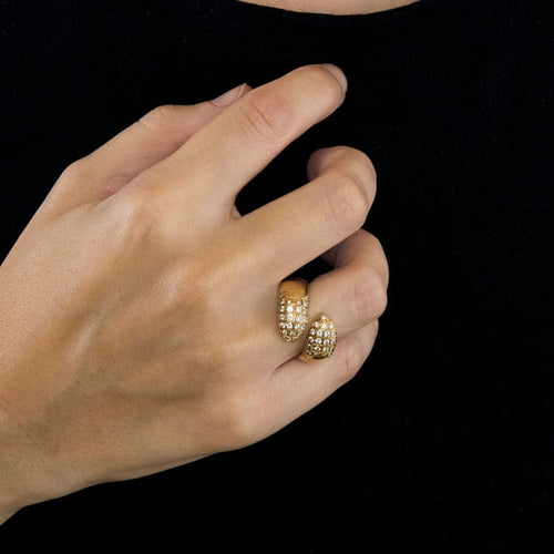 Bague 57 Chaumet Plume - Bague ouverte en or jaune et diamants 58 Facettes