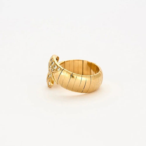 Bague 57 Chaumet Plume - Bague ouverte en or jaune et diamants 58 Facettes