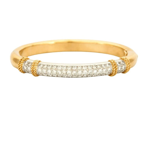 Bracelet FRED Isaure - Bracelet jonc vintage en or jaune, platine et diamants 58 Facettes