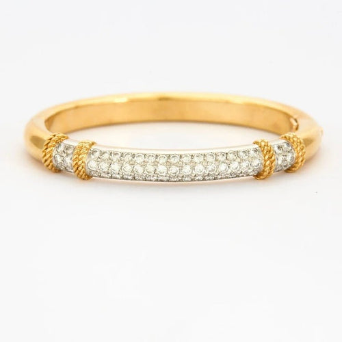 Bracelet FRED Isaure - Bracelet jonc vintage en or jaune, platine et diamants 58 Facettes