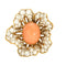 Broche Mauboussin - Broche fleur en or jaune et or gris, corail et diamants 58 Facettes