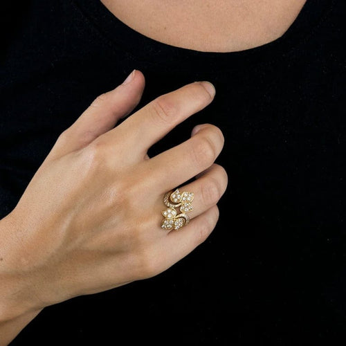 Bague 51 OJ Perrin - Bague en or jaune 18K sertie de diamants 58 Facettes