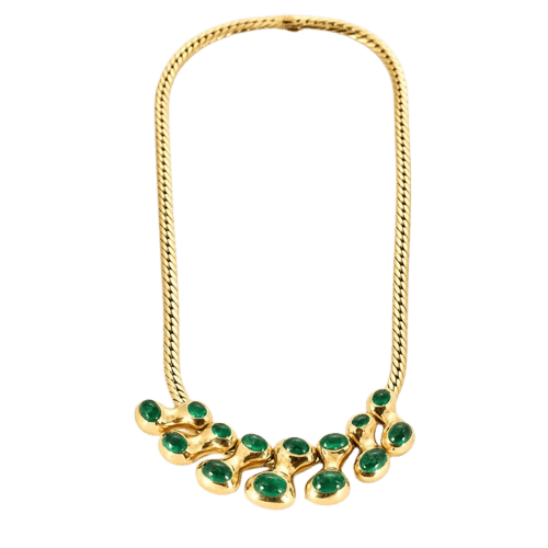 Collier René Boivin - Collier en or jaune 18 carats et émeraudes 58 Facettes