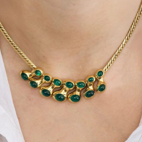 Collier René Boivin - Collier en or jaune 18 carats et émeraudes 58 Facettes