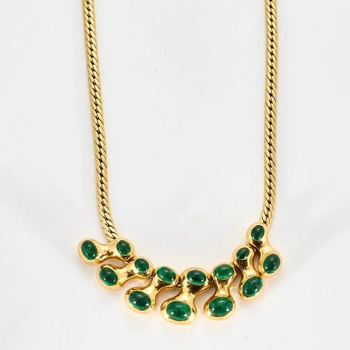 Collier René Boivin - Collier en or jaune 18 carats et émeraudes 58 Facettes