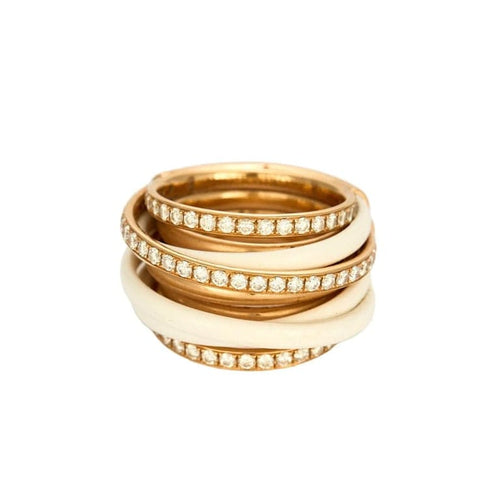 Bague 53 De Grisogono Allegra - Bague en or rose 18K, diamants et céramique blanche 58 Facettes