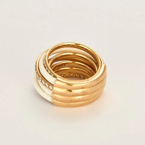 Bague 53 De Grisogono Allegra - Bague en or rose 18K, diamants et céramique blanche 58 Facettes