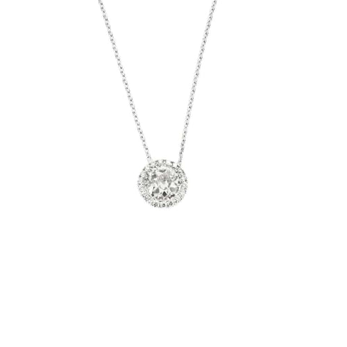 Collier Collier pendentif diamant taille ancienne 1,08 ct en or blanc et diamants 58 Facettes LJ18