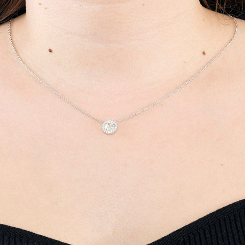 Collier Collier pendentif diamant taille ancienne 1,08 ct en or blanc et diamants 58 Facettes LJ18