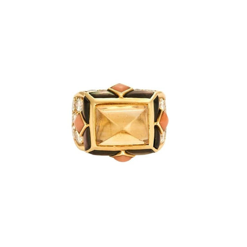 Bague 47 Bulgari (attribué à) - Bague dôme Marina B en or jaune 18K 58 Facettes