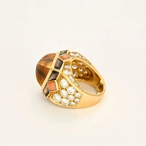 Bague 47 Bulgari (attribué à) - Bague dôme Marina B en or jaune 18K 58 Facettes