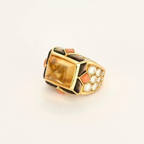 Bague 47 Bulgari (attribué à) - Bague dôme Marina B en or jaune 18K 58 Facettes