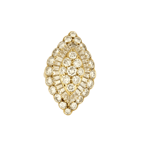 Bague 51 Van Cleef & Arpels - Bague cocktail en or jaune et diamants marquise 58 Facettes