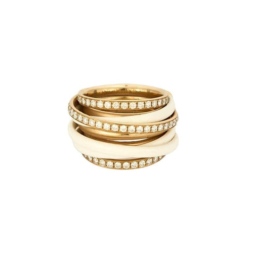 Bague 53 De Grisogono Allegra - Bague en or rose 18K, céramique blanche et diamants 58 Facettes