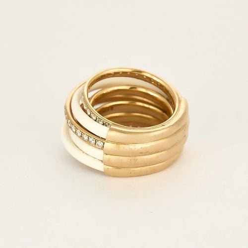 Bague 53 De Grisogono Allegra - Bague en or rose 18K, céramique blanche et diamants 58 Facettes