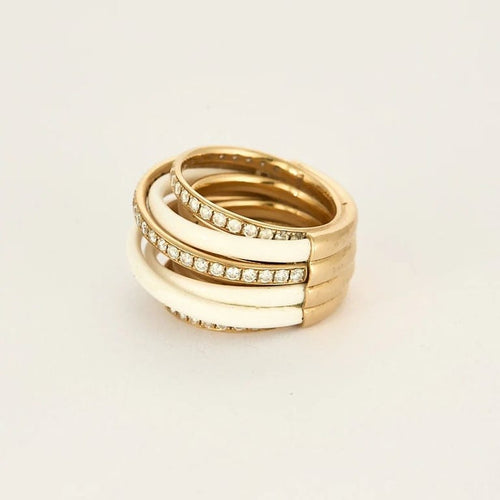 Bague 53 De Grisogono Allegra - Bague en or rose 18K, céramique blanche et diamants 58 Facettes