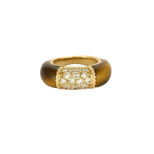 Bague 45 Van Cleef & Arpels Philippines - Bague en or jaune œil-de-tigre et diamants 58 Facettes