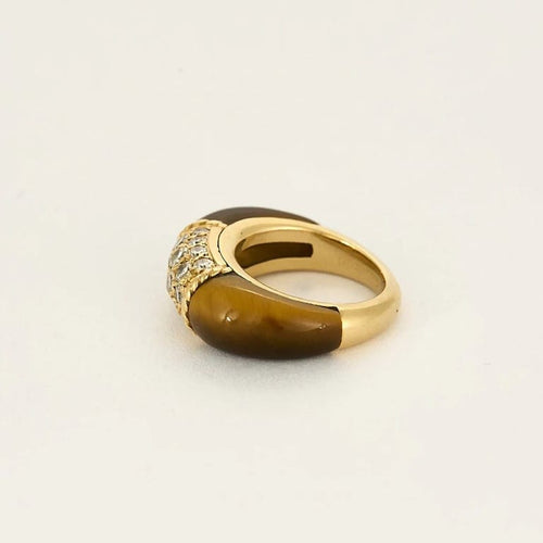 Bague 45 Van Cleef & Arpels Philippines - Bague en or jaune œil-de-tigre et diamants 58 Facettes