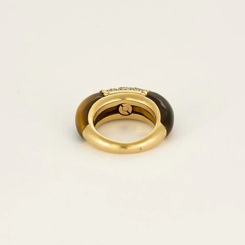 Bague 45 Van Cleef & Arpels Philippines - Bague en or jaune œil-de-tigre et diamants 58 Facettes