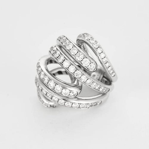 Bague 53 De Grisogono - Bague cocktail en or blanc 18K pavée de diamants 58 Facettes