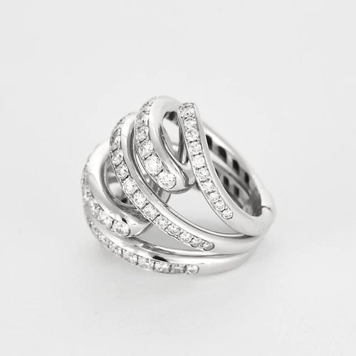 Bague 53 De Grisogono - Bague cocktail en or blanc 18K pavée de diamants 58 Facettes