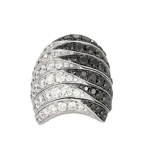 Bague 49 De Grisogono - Bague cocktail en or blanc 18K pavée de diamants blancs et noirs 58 Facettes