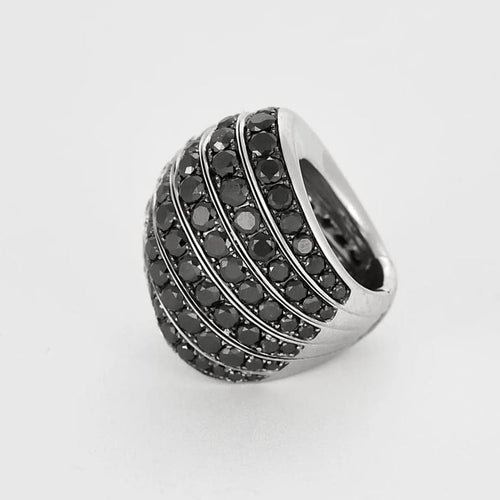 Bague 49 De Grisogono - Bague cocktail en or blanc 18K pavée de diamants blancs et noirs 58 Facettes