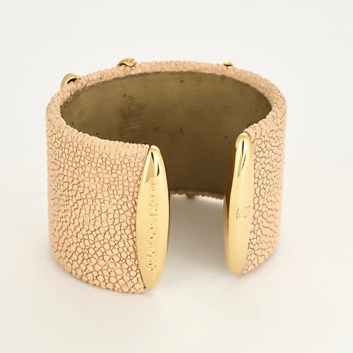 Bracelet De Grisogono - Bracelet manchette en or jaune 18K, galuchat et diamants 58 Facettes