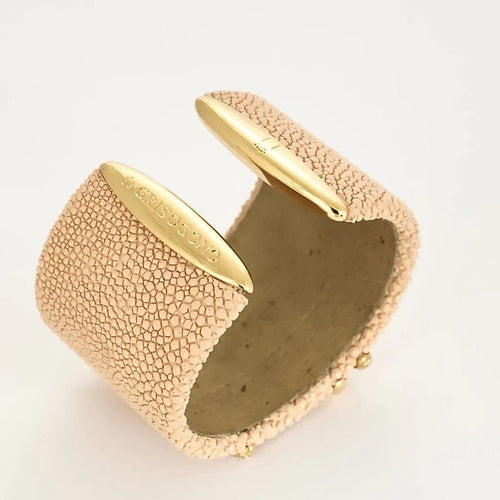 Bracelet De Grisogono - Bracelet manchette en or jaune 18K, galuchat et diamants 58 Facettes