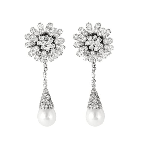 Boucles d'oreilles Boucles d’oreilles transformables Night & Day en or blanc 18K, diamants et perles 58 Facettes