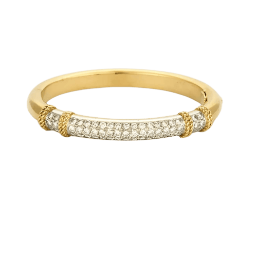 Bracelet FRED Isaure - Bracelet jonc ouvrant en or jaune et platine diamants 58 Facettes