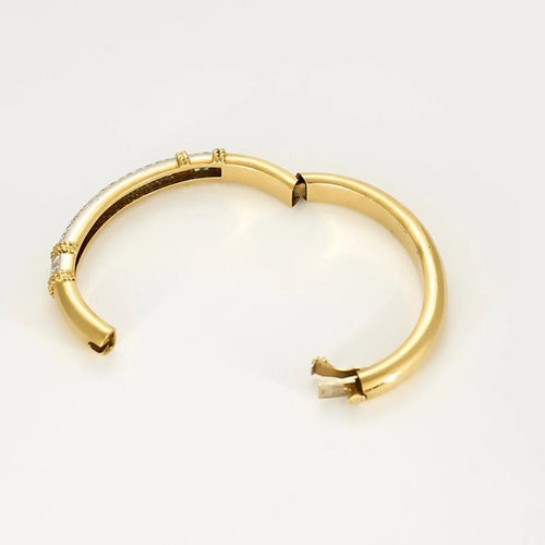 Bracelet FRED Isaure - Bracelet jonc ouvrant en or jaune et platine diamants 58 Facettes