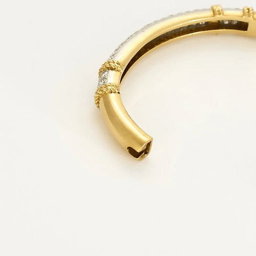 Bracelet FRED Isaure - Bracelet jonc ouvrant en or jaune et platine diamants 58 Facettes