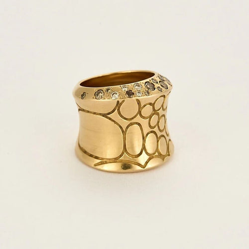 Bague 51 Pomellato - Bague écailles de crocodile en or rose sertie de diamants 58 Facettes