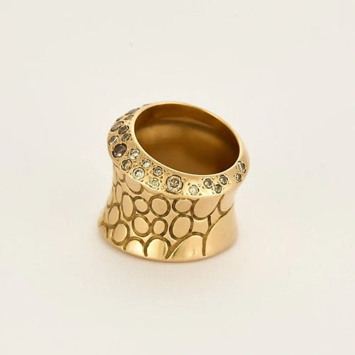Bague 51 Pomellato - Bague écailles de crocodile en or rose sertie de diamants 58 Facettes